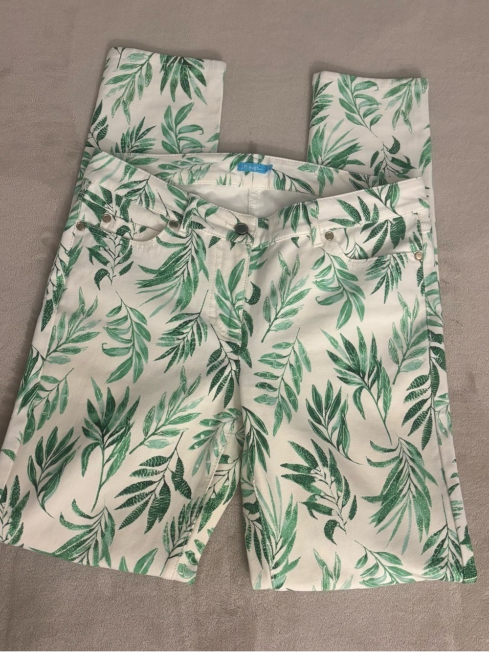 J. McLaughlin Lexi Beaumont Leaf White Green Palm Size 6 - Picture 3 of 7